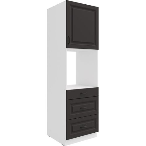 Küchen Backofen Hochschrank 60 Stilo Grau Küchenzeile Küchenblock + Schubladen (1/5)