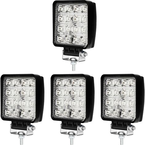 Randaco 4x Luz de trabajo LED 48W Luz de trabajo LED Proyector de luz antiniebla para coche Camión UTV SUV Tractor todo terreno
