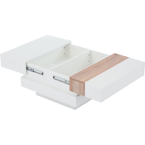 CAIziTable d'appoint extensible 70 x 70 x 39 cm avec espace de rangement (1/5)