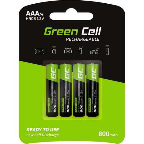 Green Cell 800mAh 1.2V 4 Stck Vorgeladene NI-MH AAA-Batteriterien AAA/Micro, sofort einsatzbereit, Starke Leistung geringe Selbstentladung, wiederaufladbare Akku Batterie, ohne Memory-Effekt (1/3)