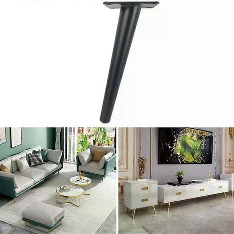 Pieds de support coniques pour meubles - Noir mat oblique, hauteur 35 cm - Noir mat (1/2)