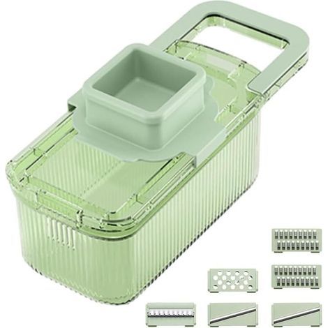 Hachoir à Légumes, Broyeurs avec Récipient Transparent, Râpe Manuelle Multifonctionnelle, Outil de Tranchage de Cuisine Amovible (1/5)