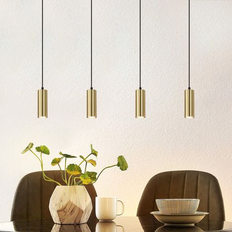 ZMH Suspension suspendu pour table à manger,Lustre avec 4 lumières - Lampe suspendue moderne industrielle en métal noir et doré Gu10, idéale pour le salon,le café, la chambre à coucher et l’îlot de c (1/5)