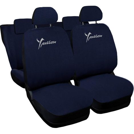 Lupex shop - Coprisedili Auto Compatibili per Ypsilon, Made In Italy, anteriori e posteriori con copri poggiatesta incluso, tessuto poliestere, Blu Scuro
