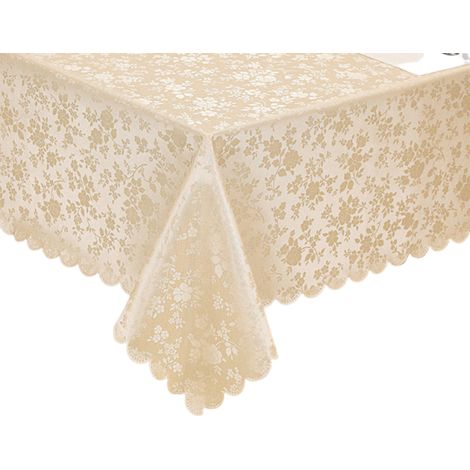 Nappe rectangulaire, lavable et facile à nettoyer, adaptée aux cuisines et salles à manger (beige), 52pouce x 70pouce) (1/5)