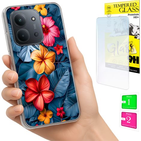 Funda para Xiaomi Redmi 15C 5G 173mm / Poco C85 con diseño floral y cristal 9H. (1/5)