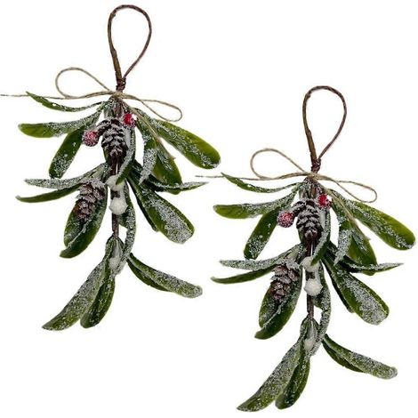Christmas Hanging Ornaments Set Of 2 Plastic Foliage For Tree And Door (1/4)