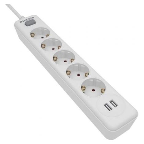 REGLETA 5 TOMAS Y 2 PUERTOS USB DE 2,4A SPN3052WA/10 PHILIPS