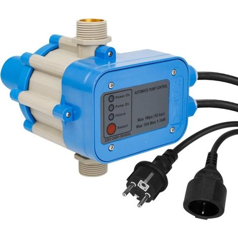 Pressostat Pompe Eau 10bar, électrique, Mise en marche et arrêt automatiques, avec câble, Bleu (1/5)