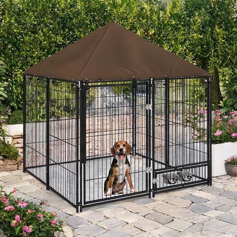 Cage de transport pour animaux café en métal 141 x 141 x 151 cm (1/5)