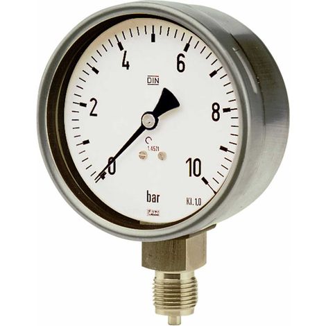 Riegler Manometer, CrNi-Stahl, G 1/2 radial unten, 0 - 1,0 bar, Ø 100 (1/2)