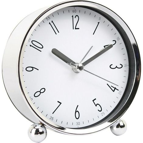 Small 13.5cm Clock – Retro Analog Non-Ticking Clock with Light, Silent Metal Table Clock (1/4)