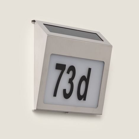 Applique da Parete LED Solare Per Esterni Metallo per Numero Civico Barua  6500K Bianco Freddo