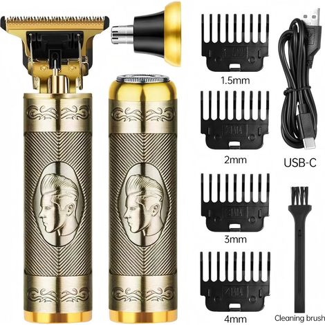 Tondeuse à cheveux 3 en 1 verte LYCA GL69634 Gold avec lame multi-pages, 4 peignes et chargement USB-C