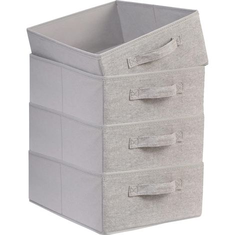 Organiseurs de Tiroir en Tissu, Lot de 4 Boîte de Rangement Vetement Pliables pour Rangement de Penderie, pour Vêtements Pantalons Chaussettes (Gris) (1/5)