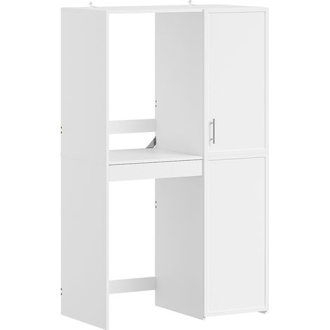 SoBuy  Mueble torre para lavadora y secadora apilables  Armario de lavandería con puertas y cajón extraíble  Estantería blanca con acabado PVC  110×66×186 cm  Capacidad de carga 120 kg  BZR231-W (1/5)