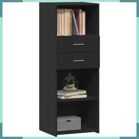 846167 Buffet haut noir 45x42,5x124 cm bois d'ingénierie (1/5)