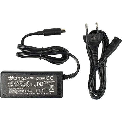 Chargeur vhbw compatible avec les hoverboards et scooters Segway Ninebot ES2, ES4, ES3, ES1, E25E, E25, E22D, F20D, F20A, F20, ES1L, D28, D28D et E22 - 14,9 cm (1/5)
