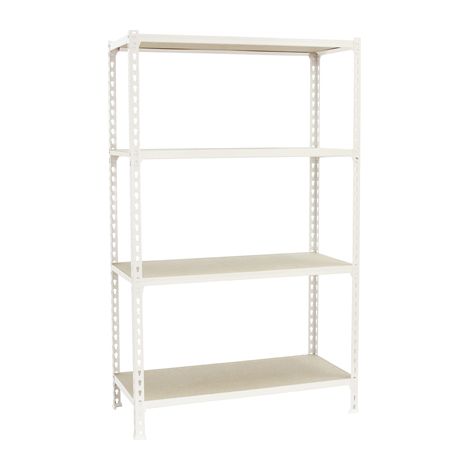 SimonRack Scaffale Portaoggetti, 1500x1100x500 mm, 4 Ripiani in Legno, Portata 200 kg per Ripiano, Scaffale da Garage, Bianco/Legno – Maderclick (1/3)