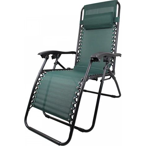HU-094 Sdraio Virtus Verde con braccioli lettino reclinabile pieghevole da giardino per mare piscina