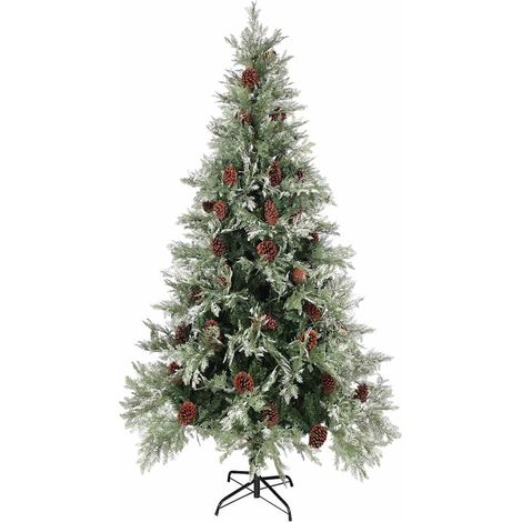 Albero di Natale  Albero natalizio  Albero festivo con Pigne Verde e Bianco 225 cm in PVC e PE (1/5)