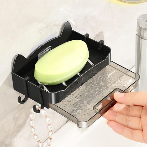 Blanc Porte-Brosse �� Dents Autocollant Multifonctionnel, Porte-Brosse �� Dents Mural avec Couvercle, Bo��te de Rangement de Dentifrice et Brosse �� Dents pour Salle de Bain (1/3)