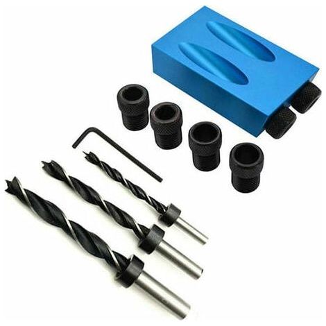 Juego de taladros para madera con plantilla para agujeros, herramientas de tallado y adaptador para tornillos de carpintero (1/3)