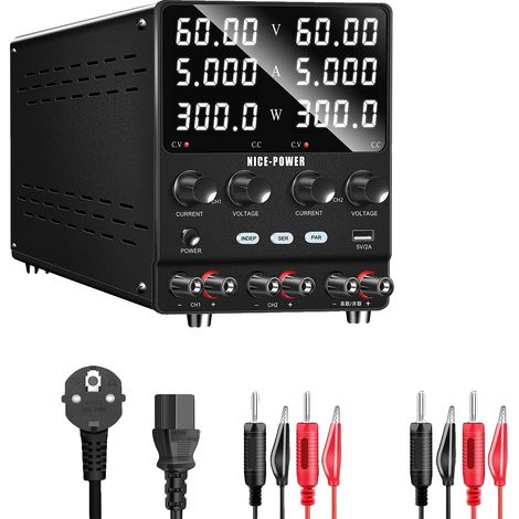 Alimentation électrique DC, Tension réglable, Sortie double canal, 60V 5A double canal (1/2)