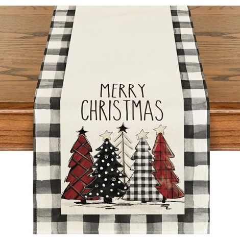 Nappe de table de Noël avec motif sapin, 13 × 72 pouces, pour intérieur et extérieur, décoration festive hivernale (1/4)