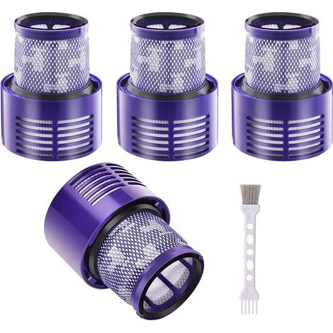 4x Filter für Dyson V10 SV12, Waschbarer Ersatzfilter mit Bürste für Cyclone V10 Serie, V10 Absolute/Animal/Motorhead/Total Clean \u2013 Ersetzt DY-969082-01