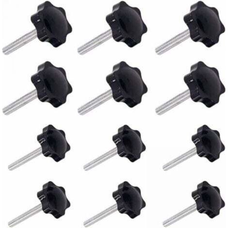 Klemmgriffe mit Außengewinde – 12er-Pack (6 × M6 × 40 mm + 6 × M8 × 40 mm) – Sternknöpfe aus Metall (1/4)