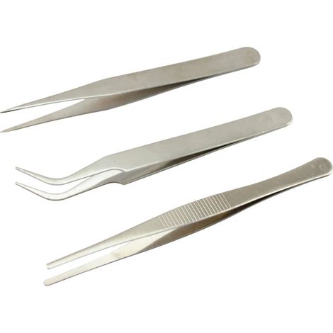 Ensemble de réparation en acier inoxydable, outil de précision, pincettes électroniques 3 pièces (1/5)