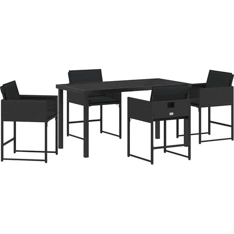 Maison Exclusive - Garten Essgruppe 5 Stk. Schwarz Poly-Rattan (1/5)
