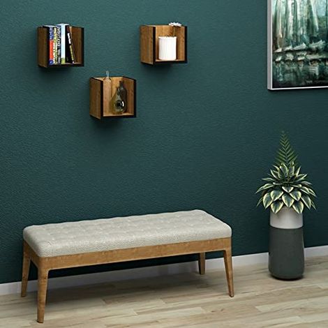 Set 3 Étagère Rione - Étagère, Bibliothèque, Cube - pour Mur - Chêne, Noir en Bois, PVC, 25 X 25 X 25cm (1/5)