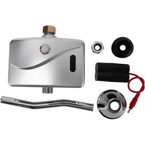 Robinet de chasse d'eau électrique automatique pour urinoir, avec capteur et fixation murale manuelle, 6 V CC, argent. (1/5)