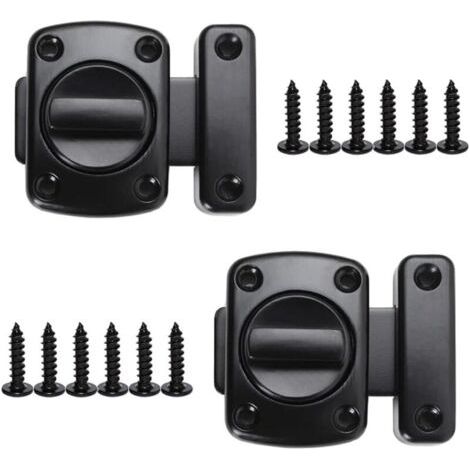 Loquet de Porte Sécurité Rotatif Serrure de Verrou de Porte Loquet Porte en Alliage de Zinc Serrure de Porte Tournante avec Vis pour Porte d'armoire de Porte de Salle de Bain 2 Pièces(Noir)42x30mm