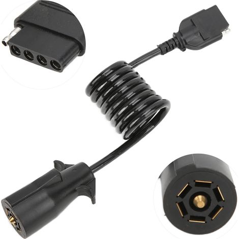 Wega Rundstecker auf 5-poligen Spiral-Flachstecker-Adapter für Bootsanhänger, kompatibel mit Messingsteckern. (1/5)