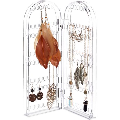 Porte Bijoux Acrylique Présentoir Joaillerie Pliable Boucles d’oreille Colliers 28x21x2 cm Limpide (1/5)