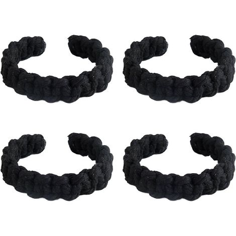 Lot de 4 embrasses de rideaux minimalistes scandinaves en jute, résistantes et durables, pour une ambiance chaleureuse. Couleur : noir. (1/4)