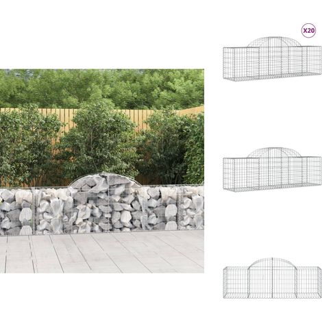 Paniers à gabions arqués 20 pcs 200x50x60/80 cm fer galvanisé - Panier De Gabion - Gabion - Murs De Gabion - Clôture De Jardin - Décoration De Jardin (1/5)