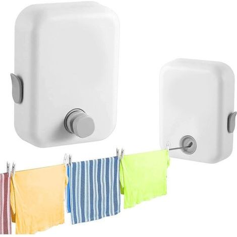 Séchoir à Linge Mural rétractable de 4,2M, Gain de Place et Robuste - pour l'intérieur et l'extérieur - étendoir Compact et élégant (1/4)