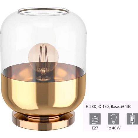 Lampada da tavolo Maryvilla Glass è chiaro, oro E27 1x40W H: 23 cm Ø17 cm con interruttore del cavo (1/5)