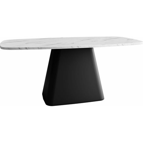 Table basse Oswego 158, Marbre blanc, 48x60x120cm, Diamètre: 0, Stratifié, Angulaire