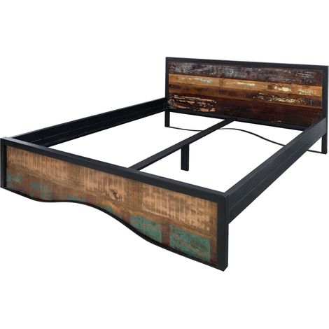 INDUSTRIAL 108 Letto matrimoniale in legno riciclato e ferro - laccato multicolore 180x200