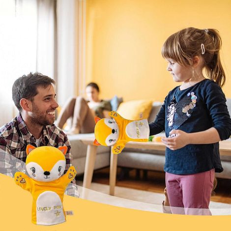 Adorable marionnette à main dinosaure arc-en-ciel chat animal peluche jouet pour jeunes enfants (1/5)