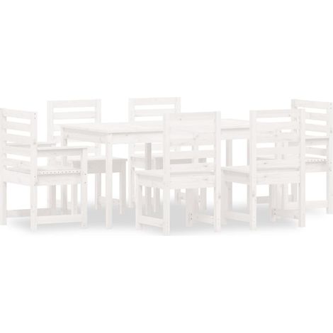 Maison Exclusive - Set da Pranzo per Giardino 7pz Bianco in Legno Massello di Pino