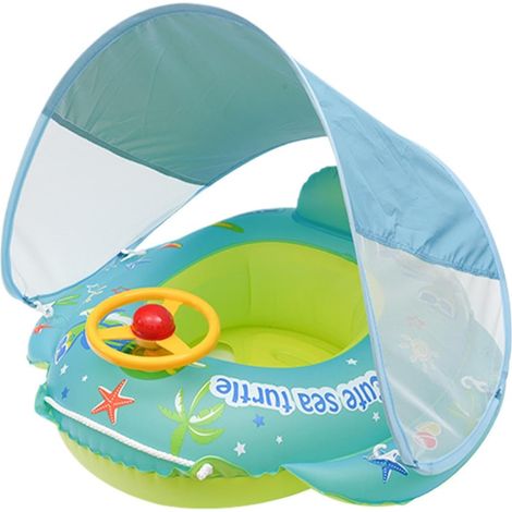 Bouée gonflable pour enfants Jouet gonflable sécurisé avec volant - Bouée légère en PVC pour enfants de 1 à 4 ans - Idéale pour la plage, le lac, la baignoire, le bateau et l'étang en été (1/5)