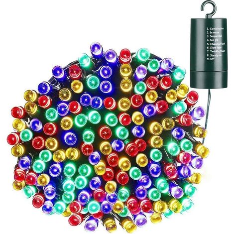 20 m lange, batteriebetriebene Lichterkette mit 200 LEDs, mehrfarbige Weihnachtsbeleuchtung mit 8 Beleuchtungsmodi und Speicherfunktion für die Weihnachtsbaumdekoration im Innen- und Außenbereich (1/5)