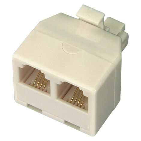 Adaptador telefonico RJ11 macho a doble hembra 6p4c.