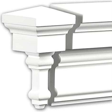 Stirnelement Profhome 482332 Fassadenelement Fassadenstuck Zierelement Neo-Klassizismus-Stil weiß